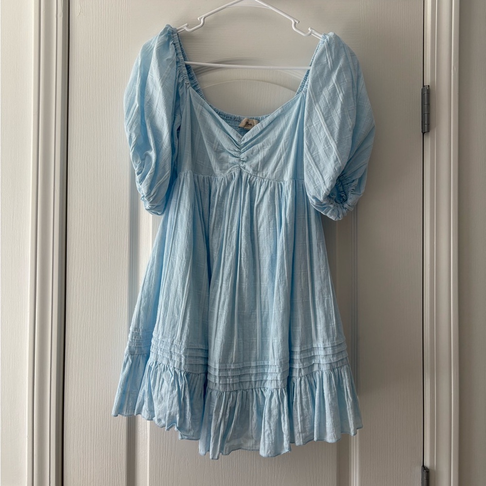 Impeccable Pig Light Blue Puff Sleeve Dress small